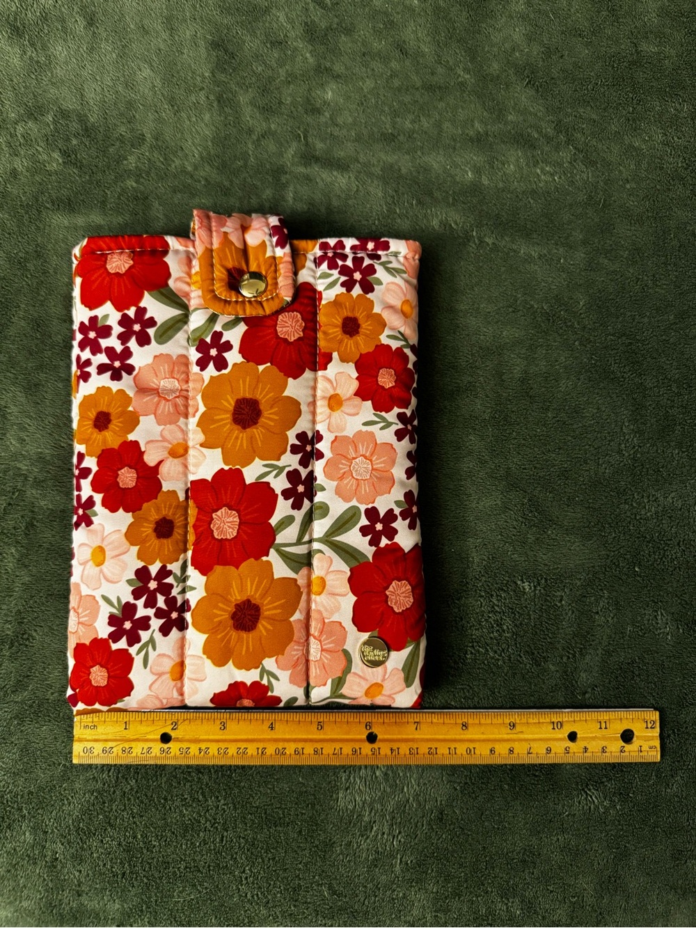 The Darling Effect - Quilted Floral Book/Tablet Sleeve in Red, Mustard & Pink